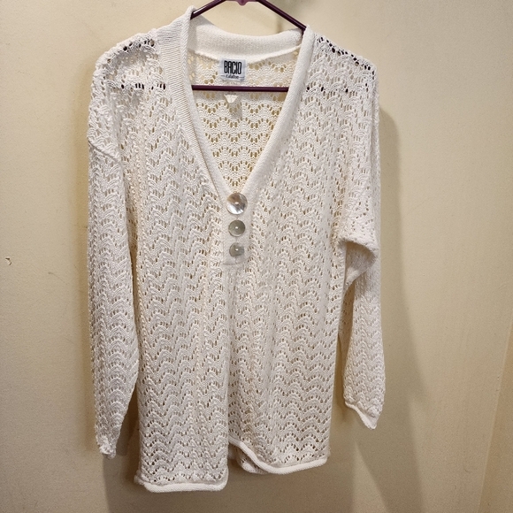 BACIO t.dalton whit Knitted acrylic motherpearl buttons sweater size S - Picture 1 of 9